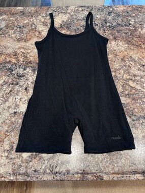 nuuds Black Tank Romper with Printed Inner Label